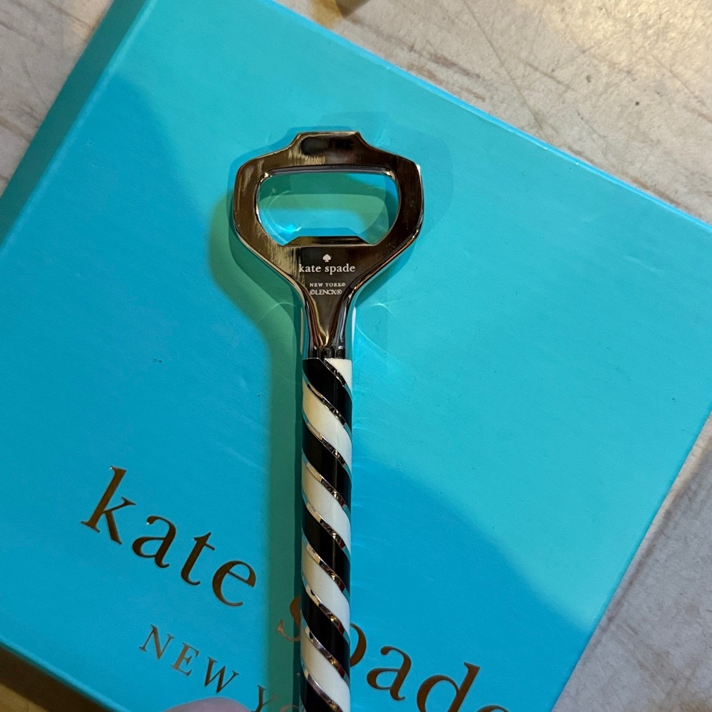 Kate Spade Gold and Black Striped Bottle Opener Set - Picture 5 of 6